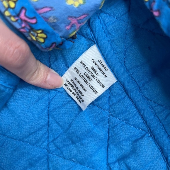 Anthropologie dRA Blue Yellow Quilted Floral Jacket Zip Front Block Print Small - Picture 9 of 12